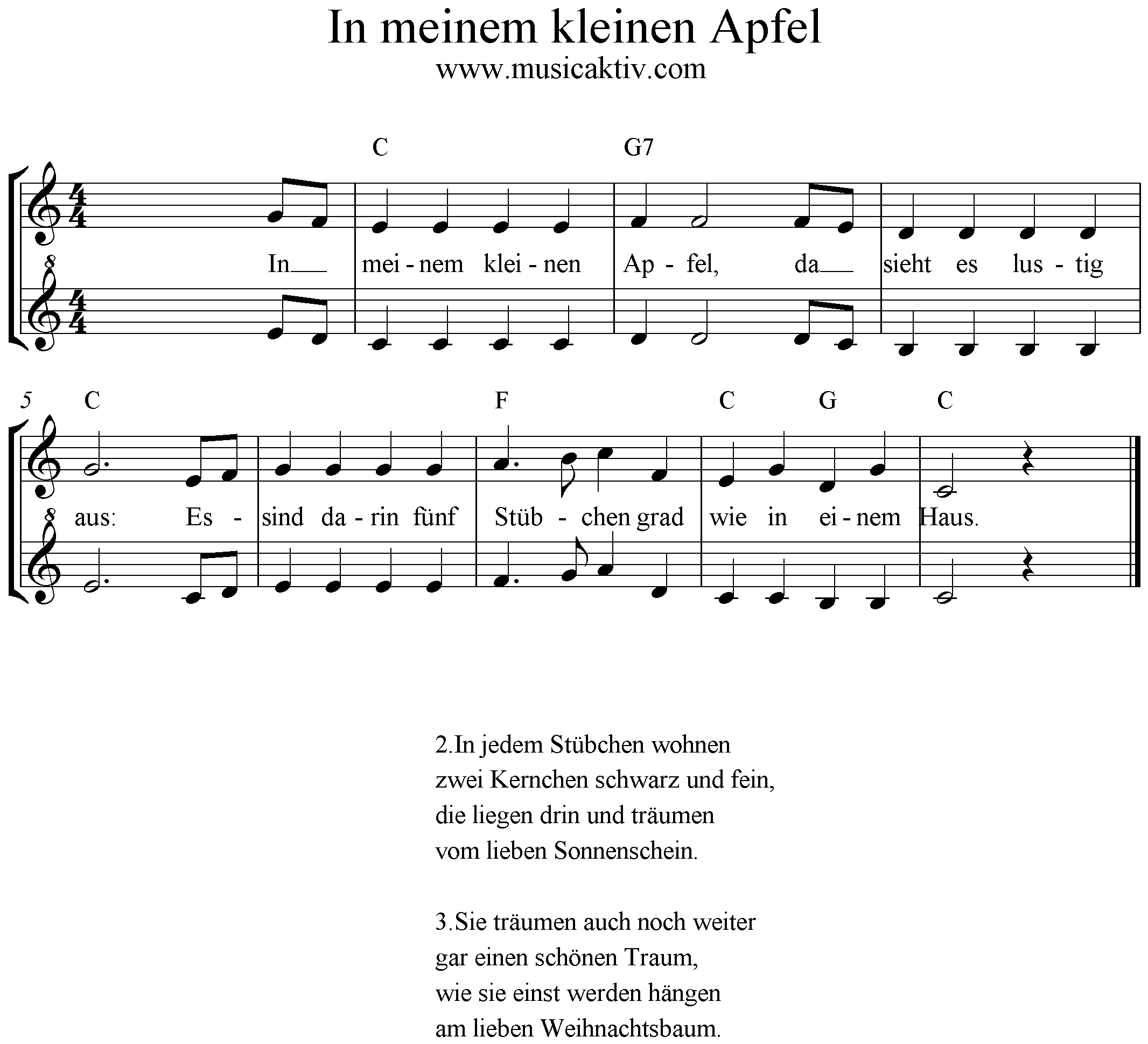 Noten in meinem kleinen Apfel